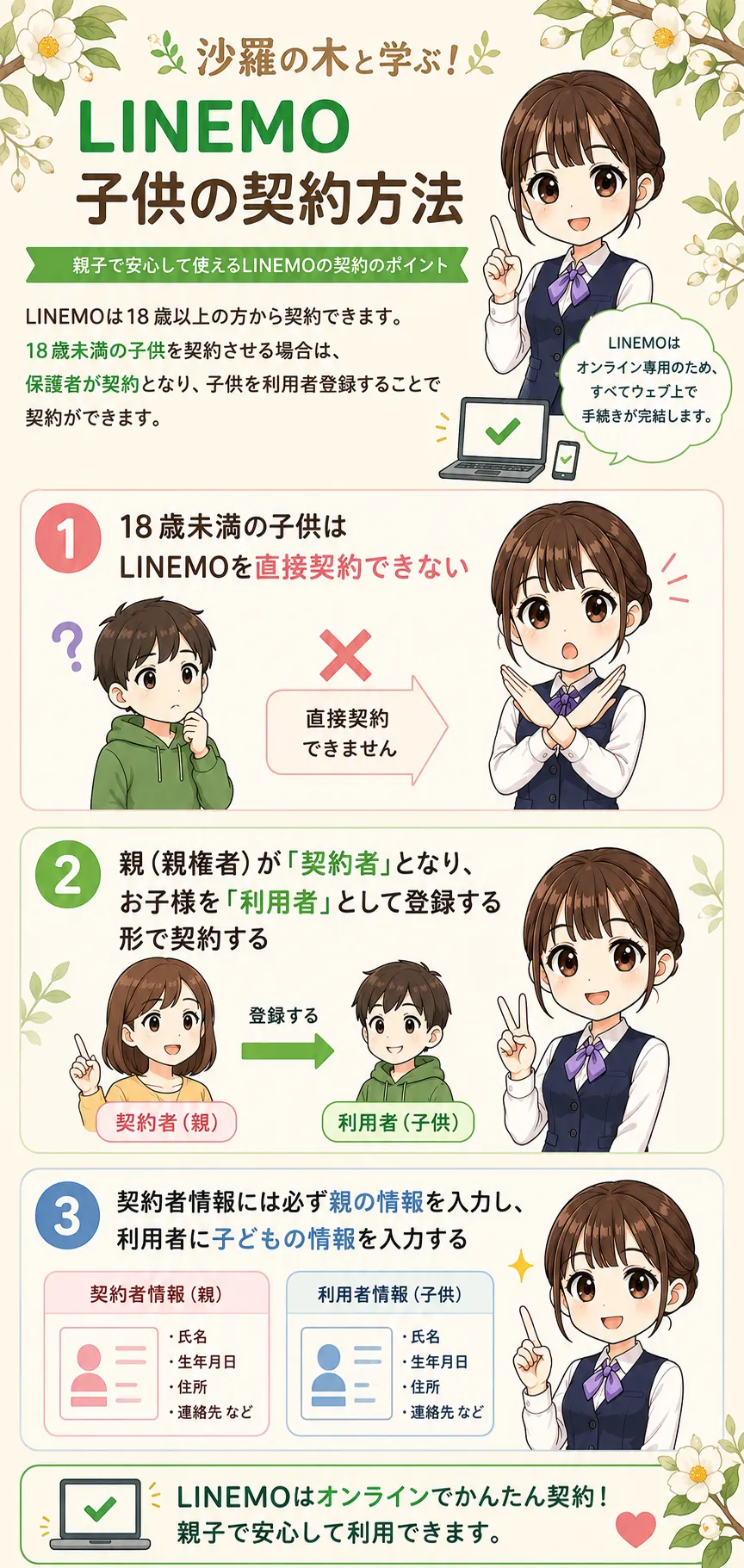 LINEMO子供契約、沙羅の木と学ぶ