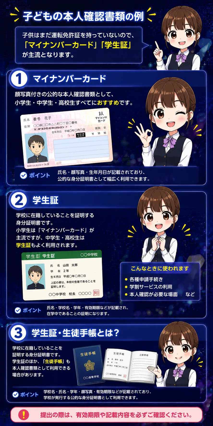 子どもの本人確認書類の例