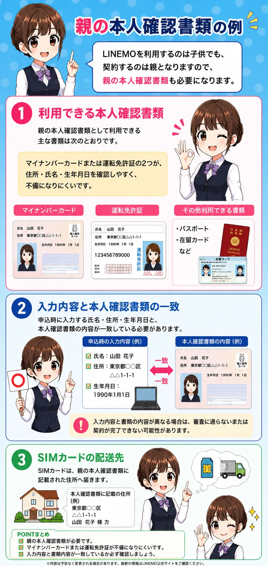 親の本人確認書類の例